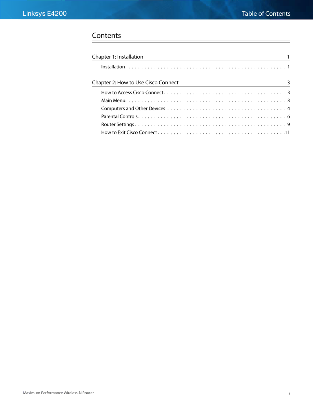 Cisco Systems E4200 manual Contents 