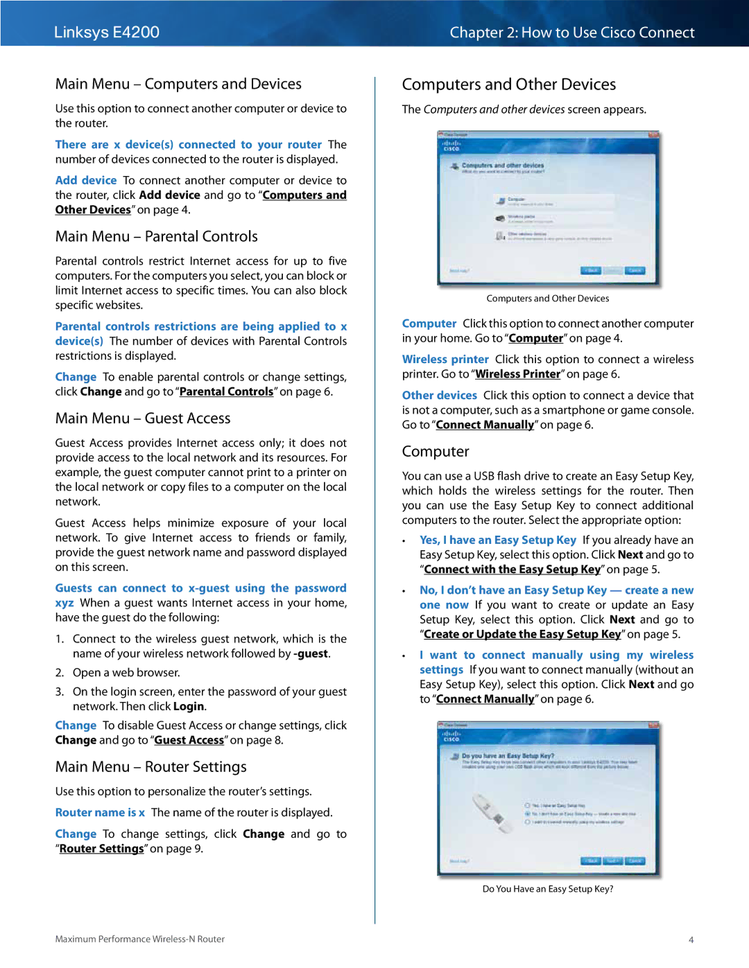 Cisco Systems E4200 manual Computers and Other Devices 