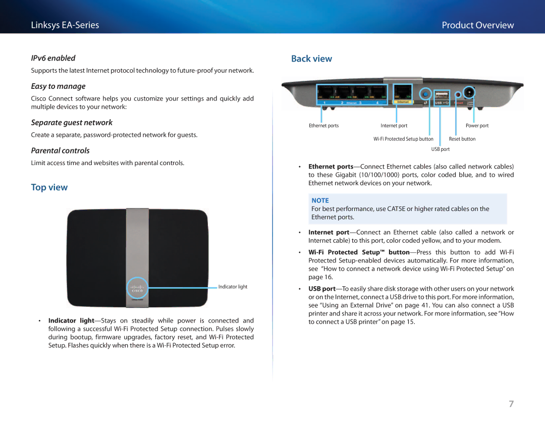 Cisco Systems EA3500 manual Top view, Back view 