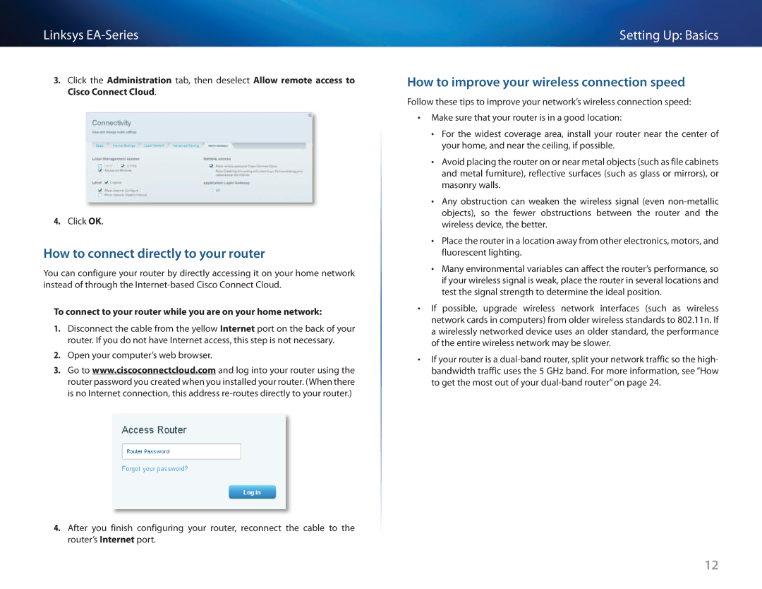 Cisco Systems EA3500 manual How to connect directly to your router, How to improve your wireless connection speed 