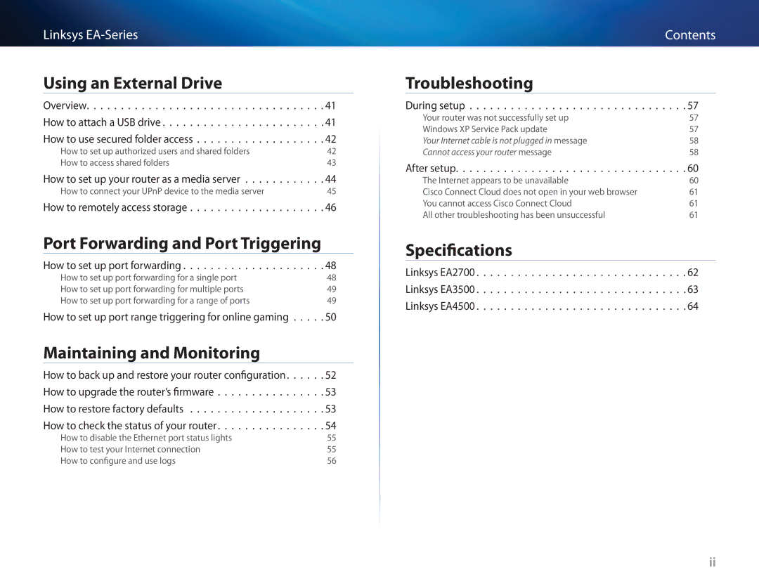 Cisco Systems EA3500 manual Specifications 