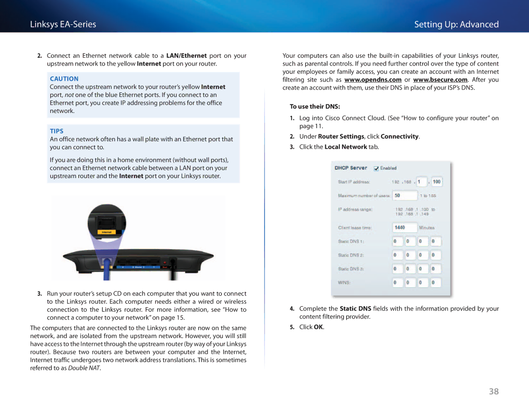 Cisco Systems EA3500 manual Tips, To use their DNS 