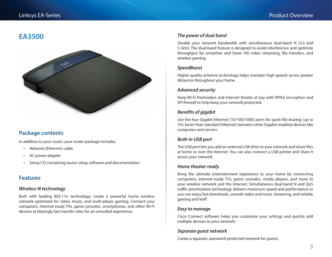 Cisco Systems EA3500 manual SpeedBoost 