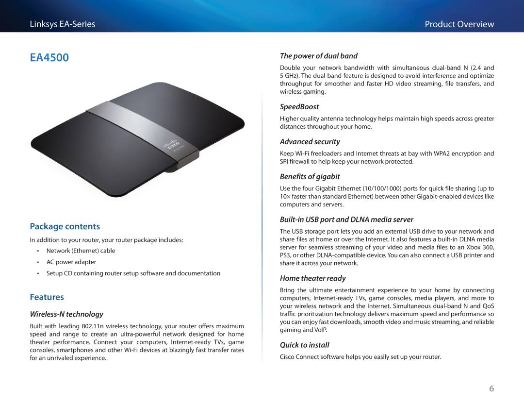 Cisco Systems EA3500 manual EA4500, Built-in USB port and Dlna media server 