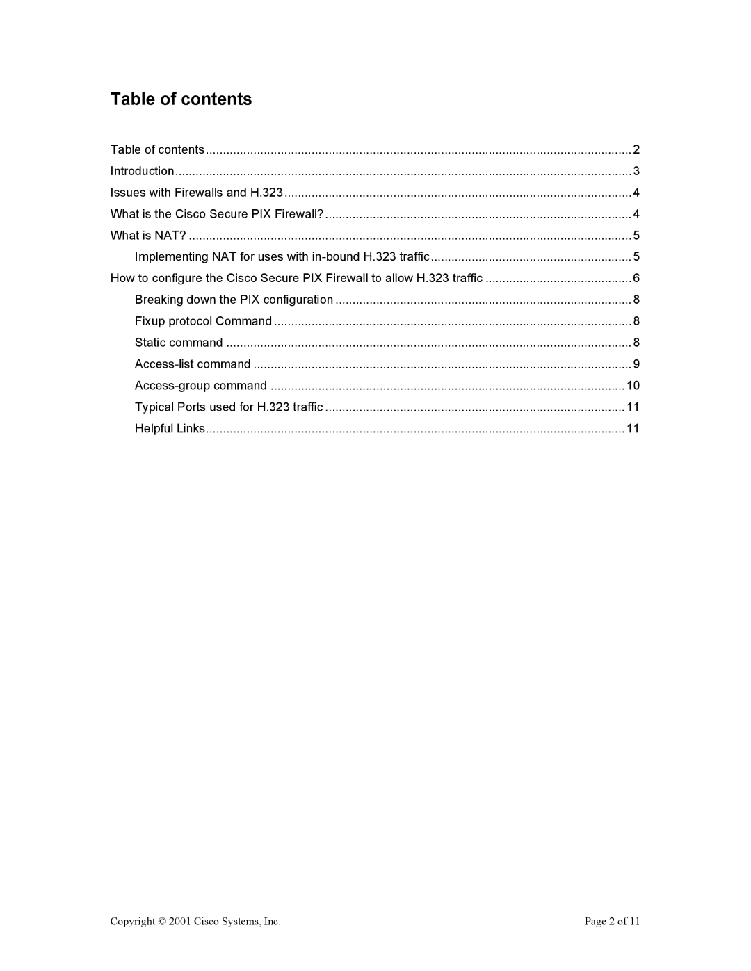 Cisco Systems EDCS-154011 manual Table of contents 