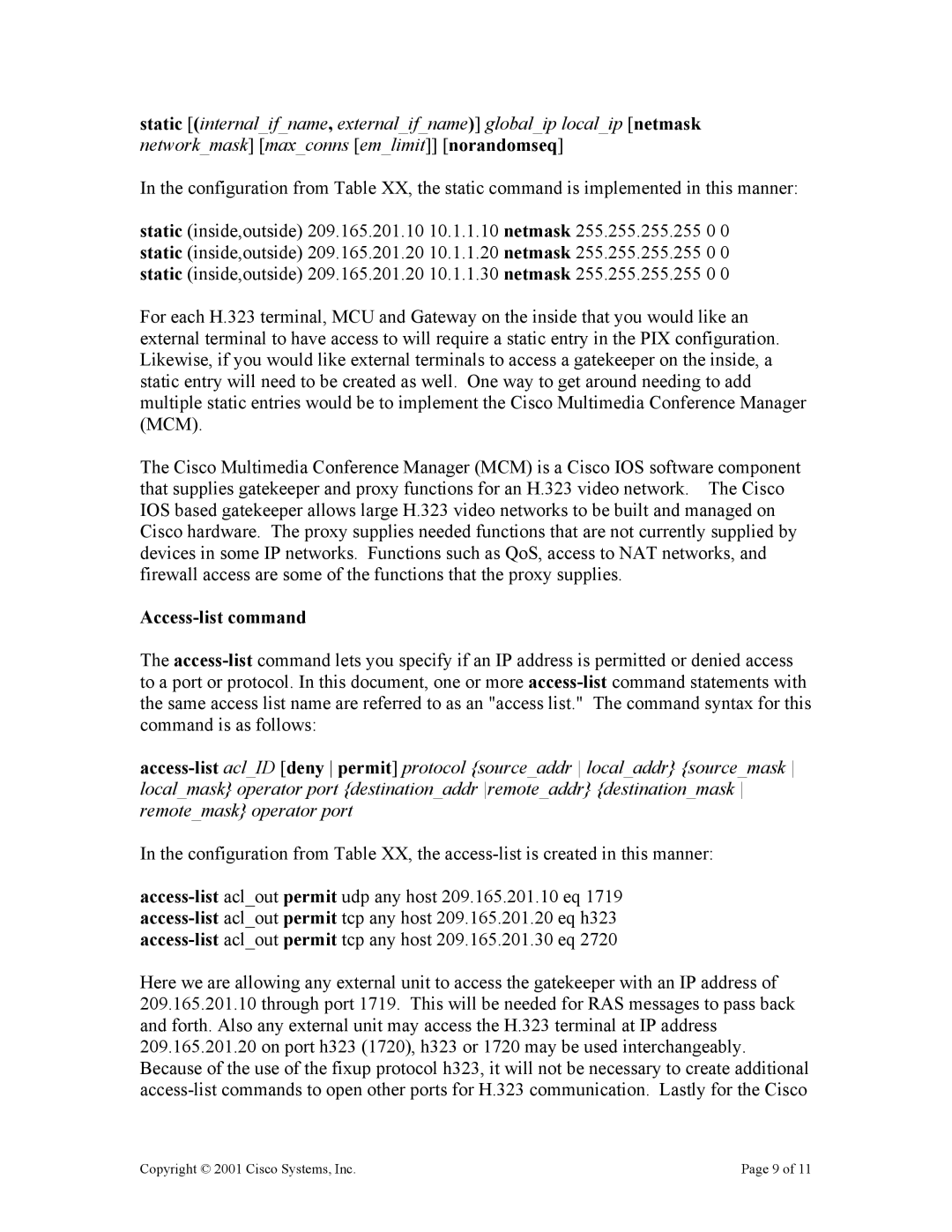 Cisco Systems EDCS-154011 manual Access-list command 