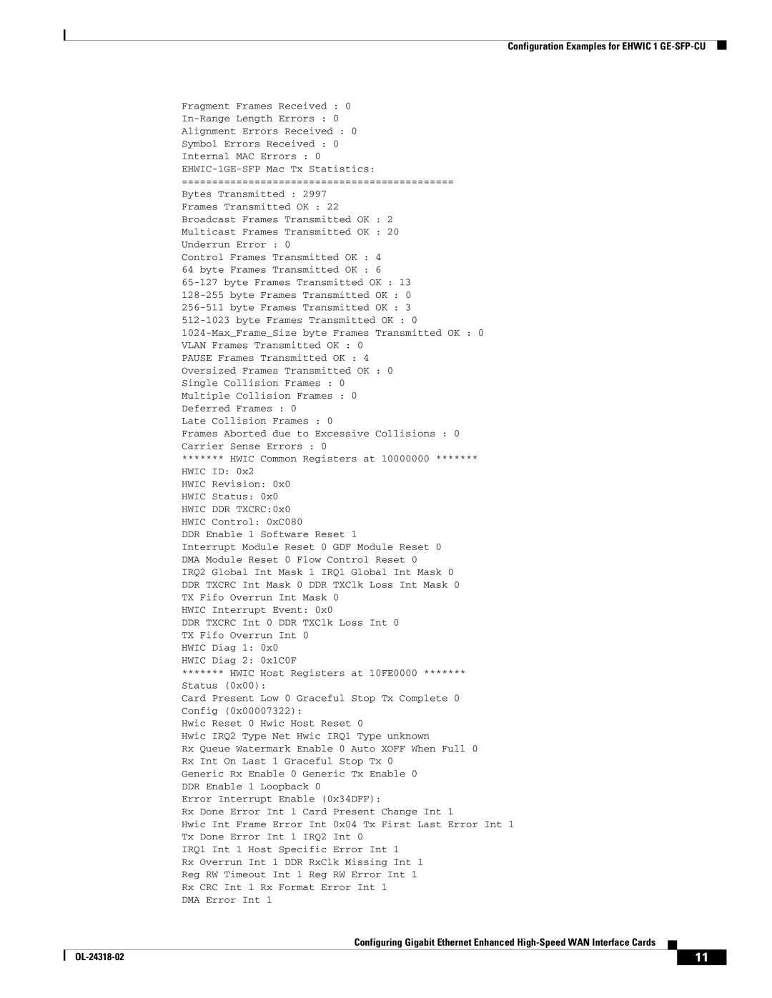 Cisco Systems EHWIC1GESFPCU manual Fragment Frames Received 