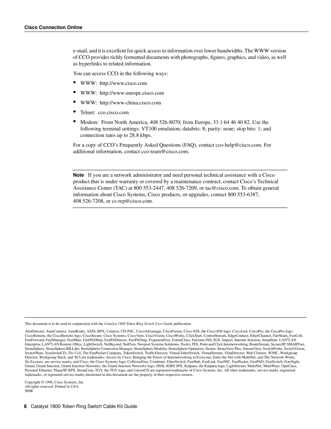 Cisco Systems EIA/TIA-232 manual Cisco Connection Online 