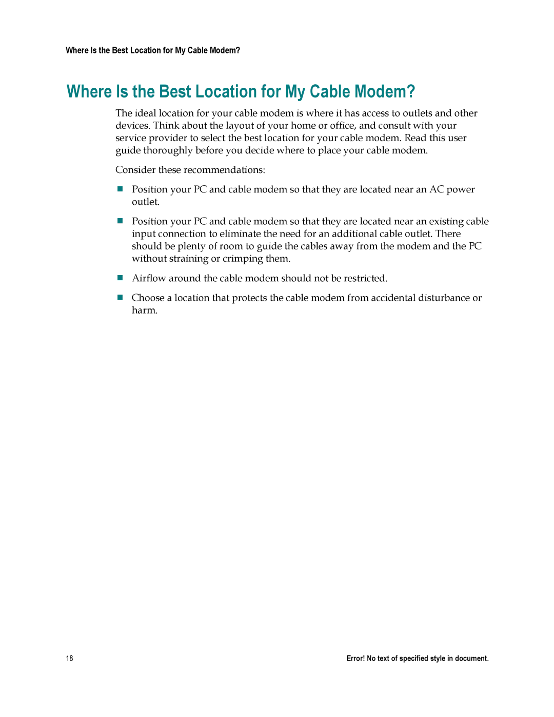 Cisco Systems EPC2202, DPC2202, 4025508 important safety instructions Where Is the Best Location for My Cable Modem? 