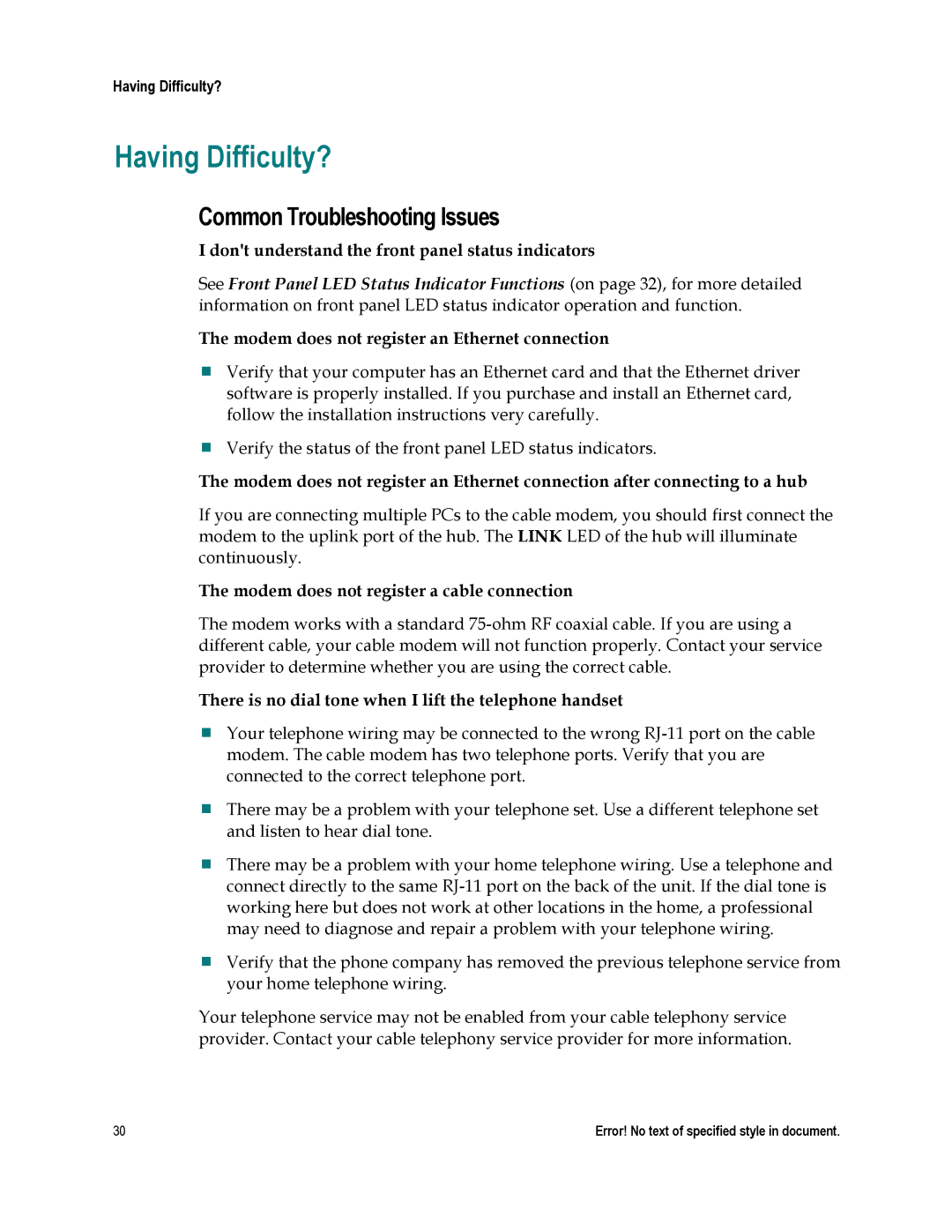 Cisco Systems EPC2202, DPC2202, 4025508 important safety instructions Having Difficulty?, Common Troubleshooting Issues 