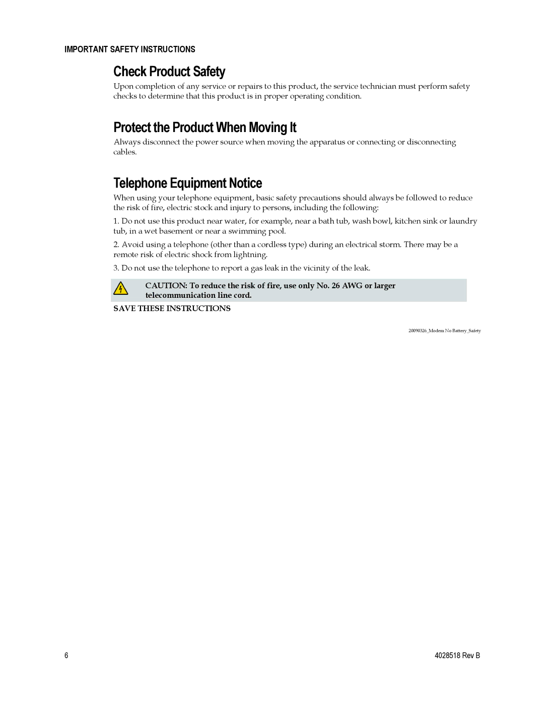 Cisco Systems EPC2202, DPC2202 Check Product Safety, Protect the Product When Moving It, Telephone Equipment Notice 