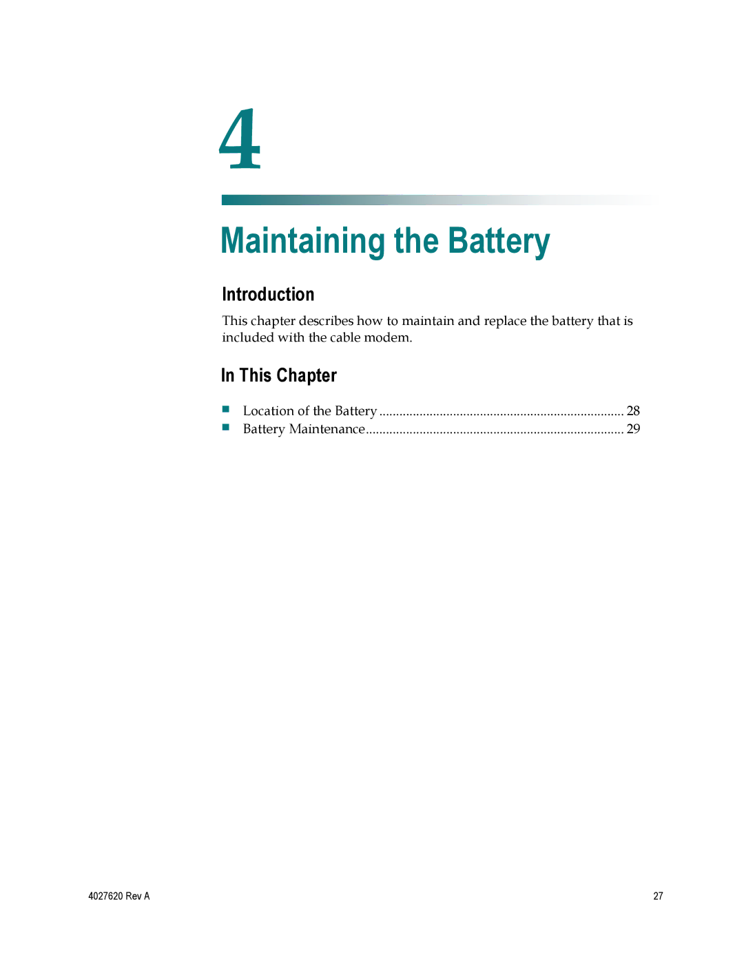 Cisco Systems DPC3208, EPC3208 manual Maintaining the Battery 