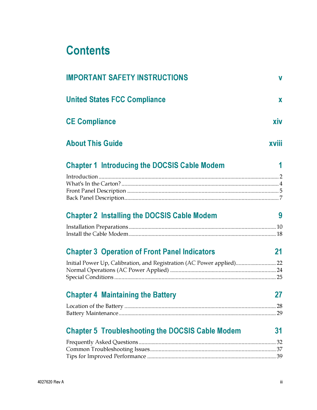 Cisco Systems DPC3208, EPC3208 manual Contents 