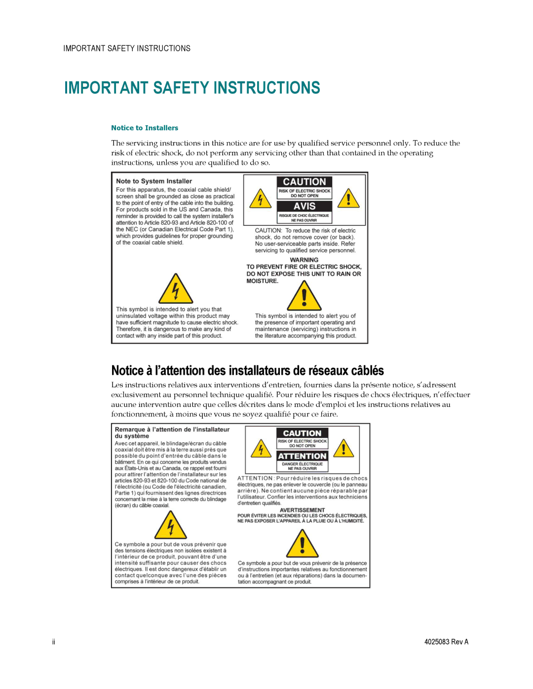 Cisco Systems 4039760, EPC3827, DPC3827 important safety instructions Important Safety Instructions 