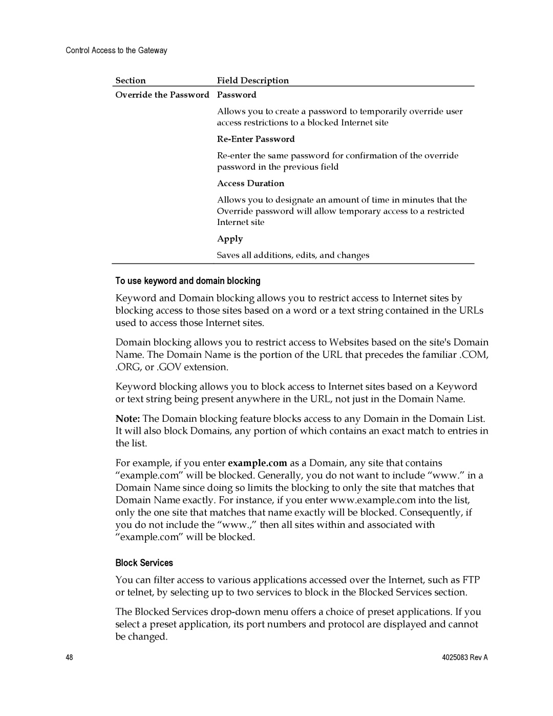 Cisco Systems EPC3827, DPC3827, 4039760 important safety instructions To use keyword and domain blocking, Block Services 