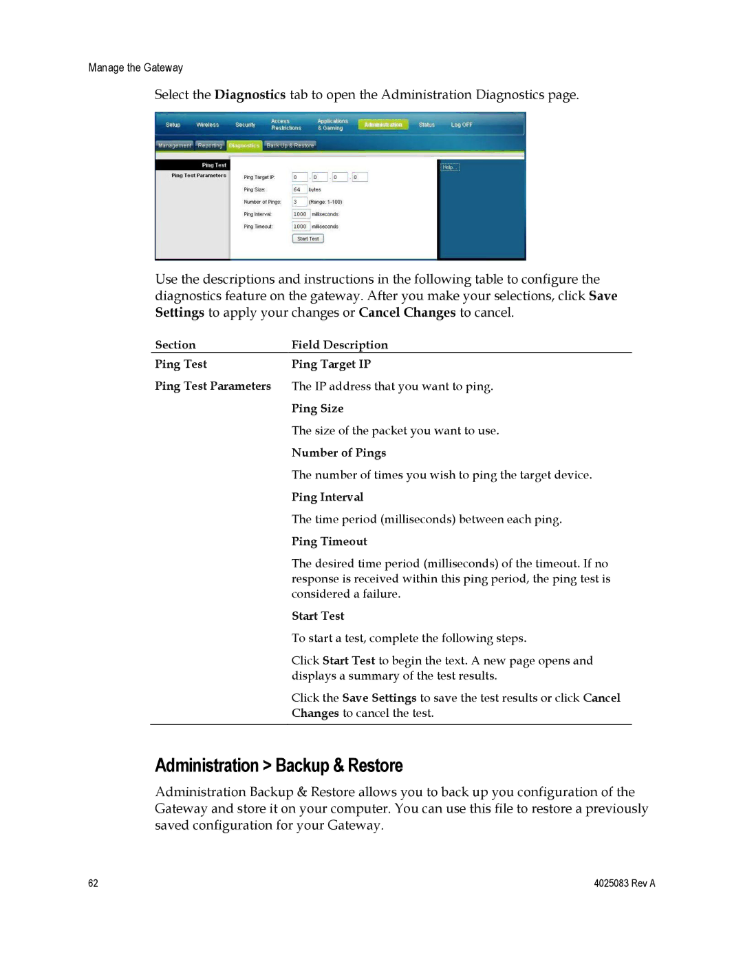 Cisco Systems 4039760, EPC3827, DPC3827 important safety instructions Administration Backup & Restore 