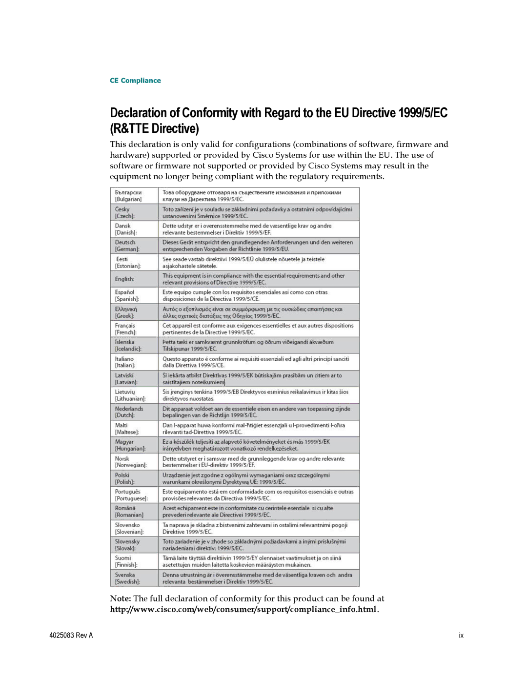 Cisco Systems EPC3827, DPC3827, 4039760 important safety instructions CE Compliance 