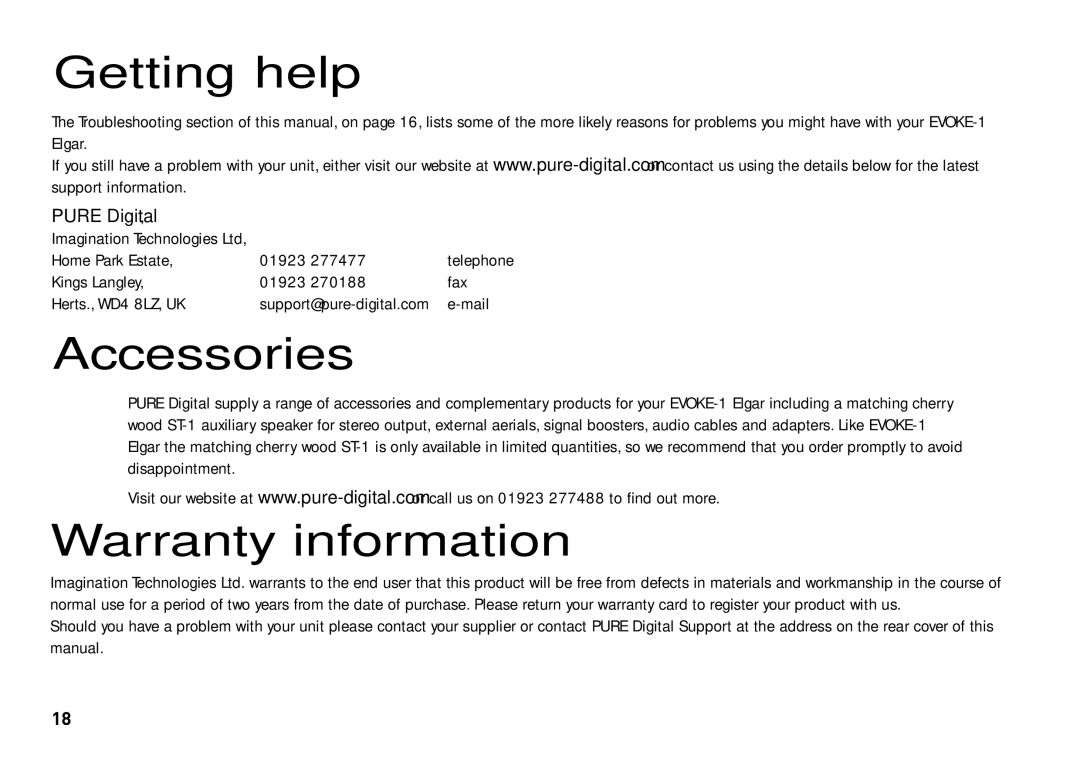 Cisco Systems EVOKE-1 manual Getting help, Accessories, Warranty information 