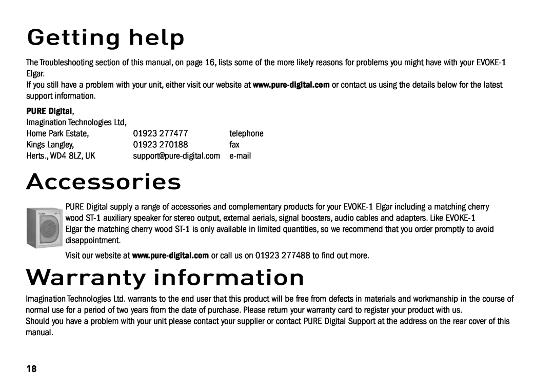 Cisco Systems EVOKE-1 manual Getting help, Accessories, Warranty information 