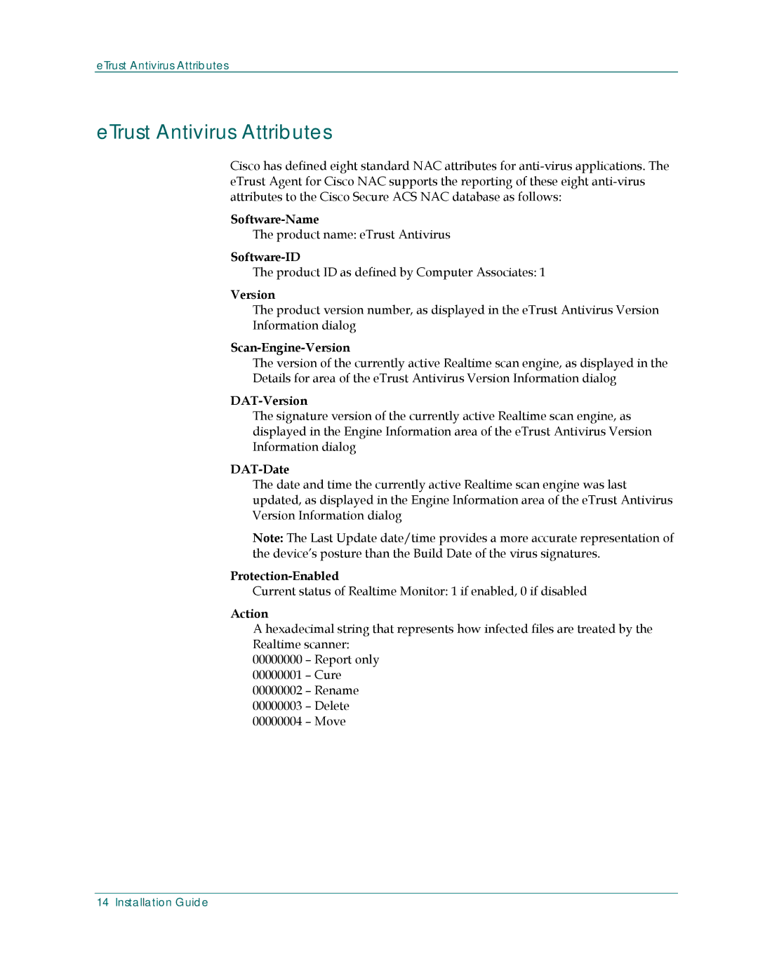 Cisco Systems G01028-1E manual ETrust Antivirus Attributes, Scan-Engine-Version 