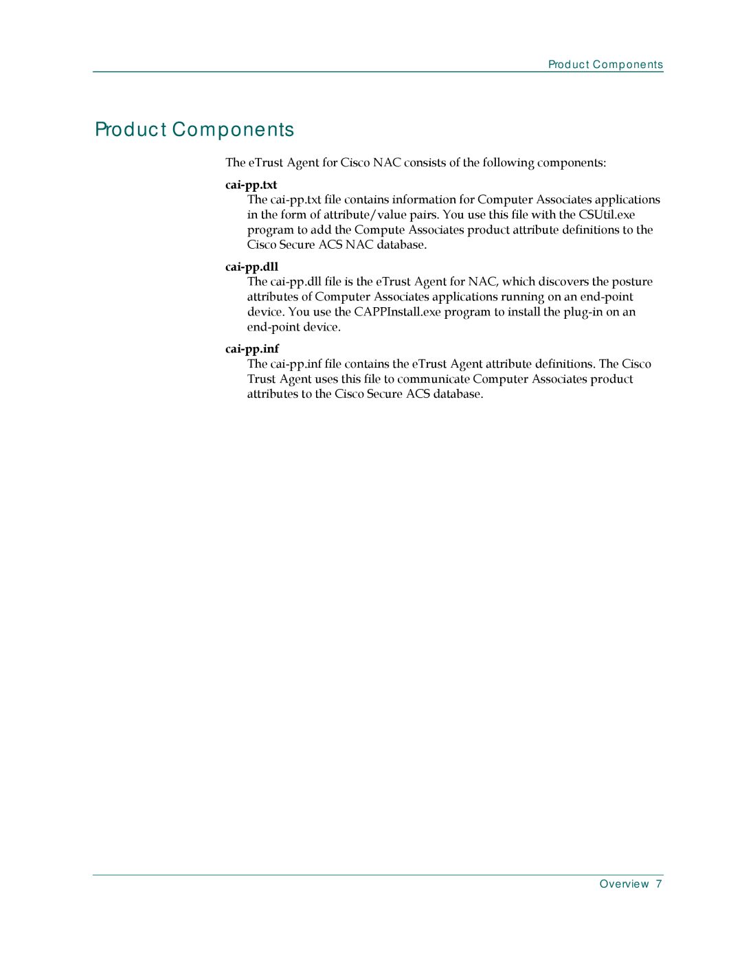 Cisco Systems G01028-1E manual Product Components, Cai-pp.txt 