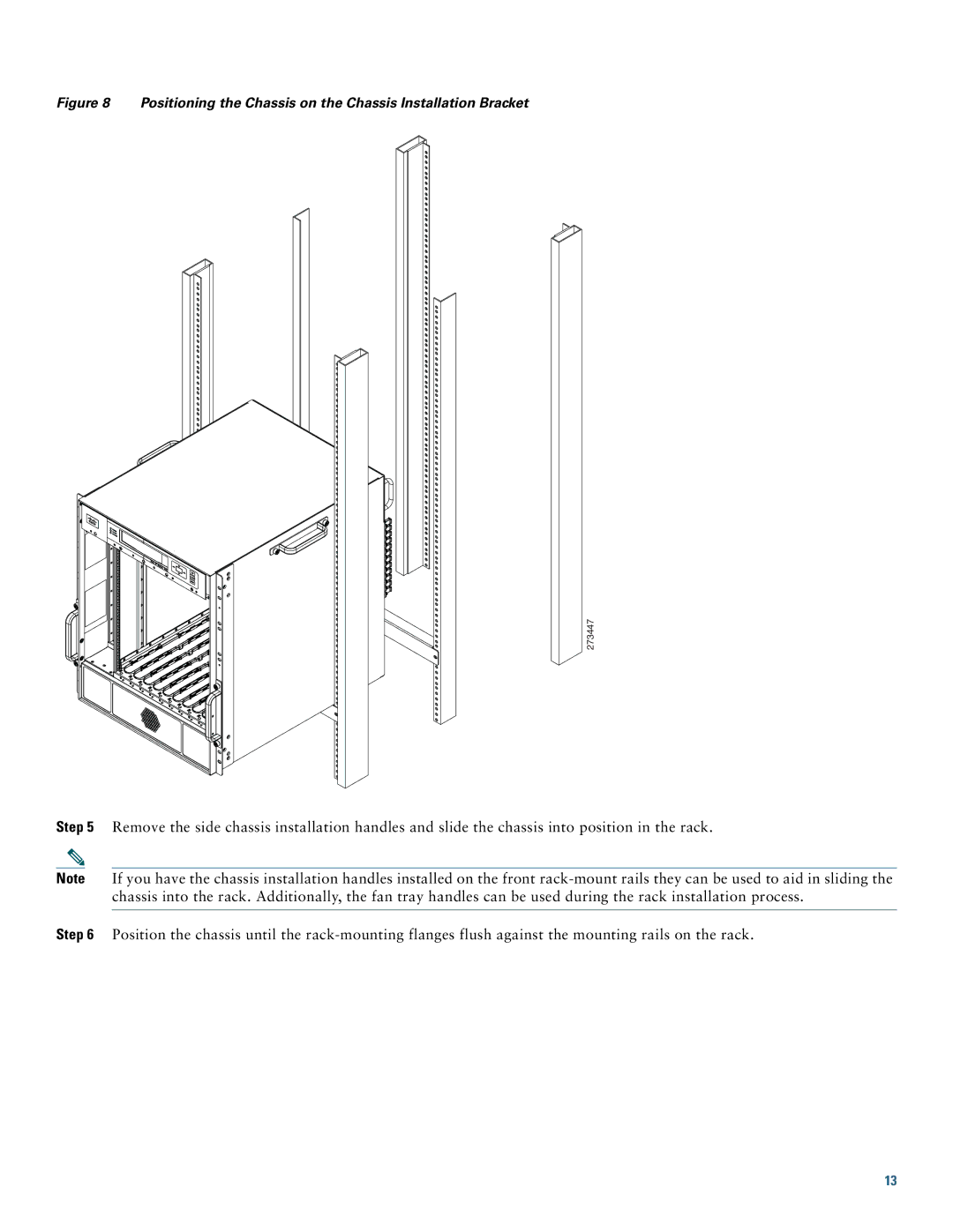 Cisco Systems Gateway 10 quick start Positioning the Chassis on the Chassis Installation Bracket 