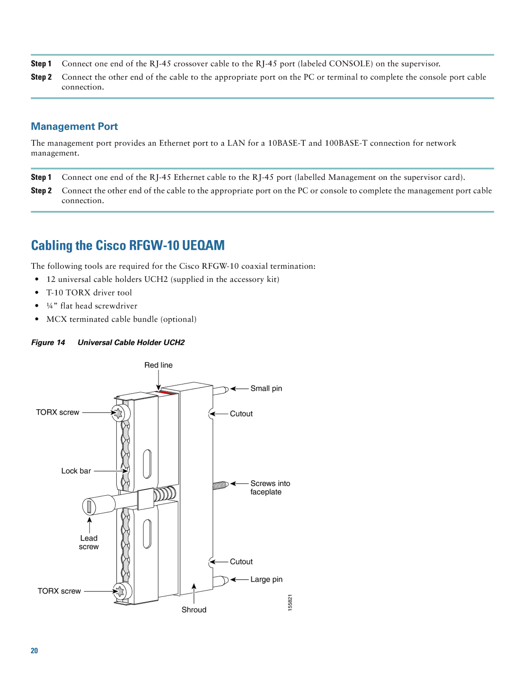 Cisco Systems Gateway 10 quick start Cabling the Cisco RFGW-10 Ueqam, Management Port 