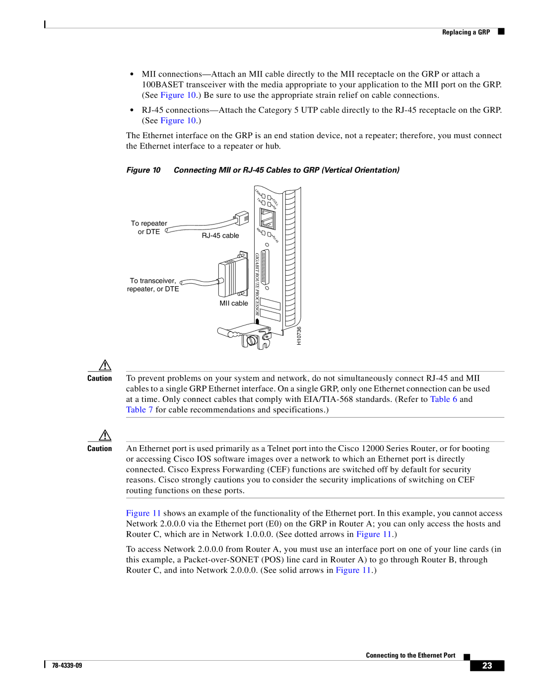 Cisco Systems GRP-B manual Connecting MII or RJ-45 Cables to GRP Vertical Orientation 