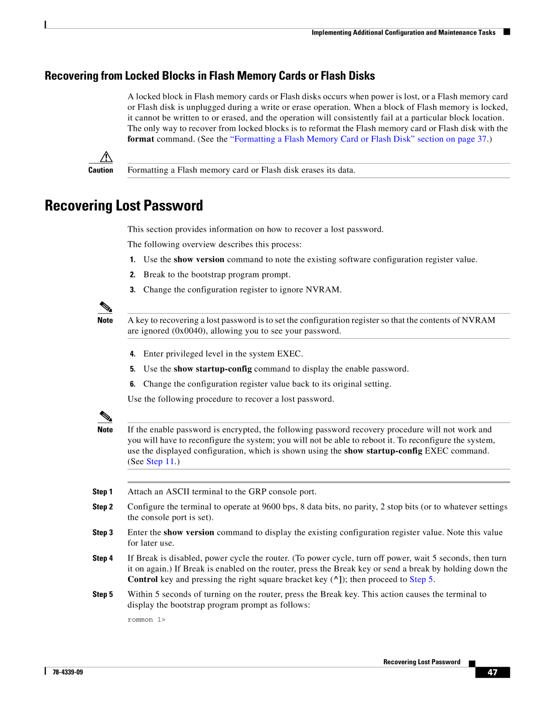 Cisco Systems GRP-B manual Recovering Lost Password 