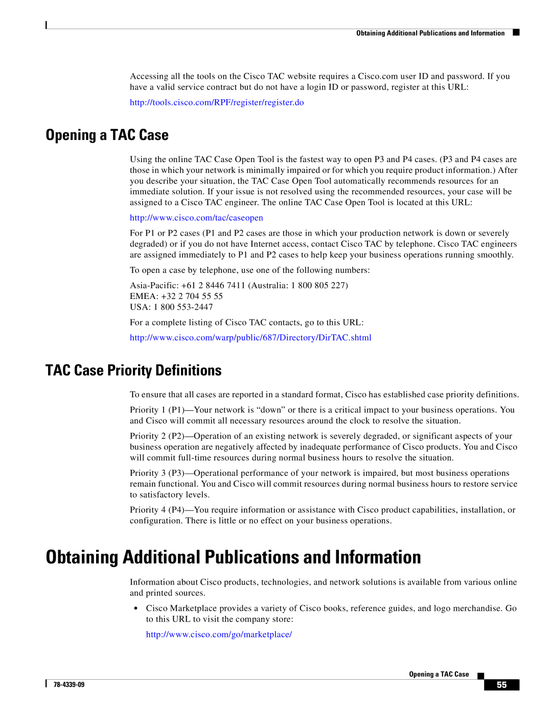 Cisco Systems GRP Obtaining Additional Publications and Information, Opening a TAC Case, TAC Case Priority Definitions 