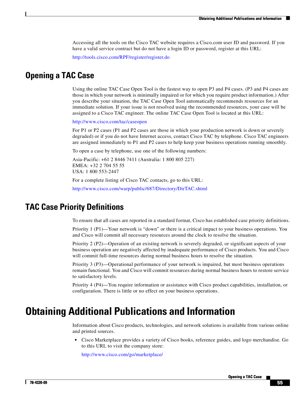 Cisco Systems GRP Obtaining Additional Publications and Information, Opening a TAC Case, TAC Case Priority Definitions 