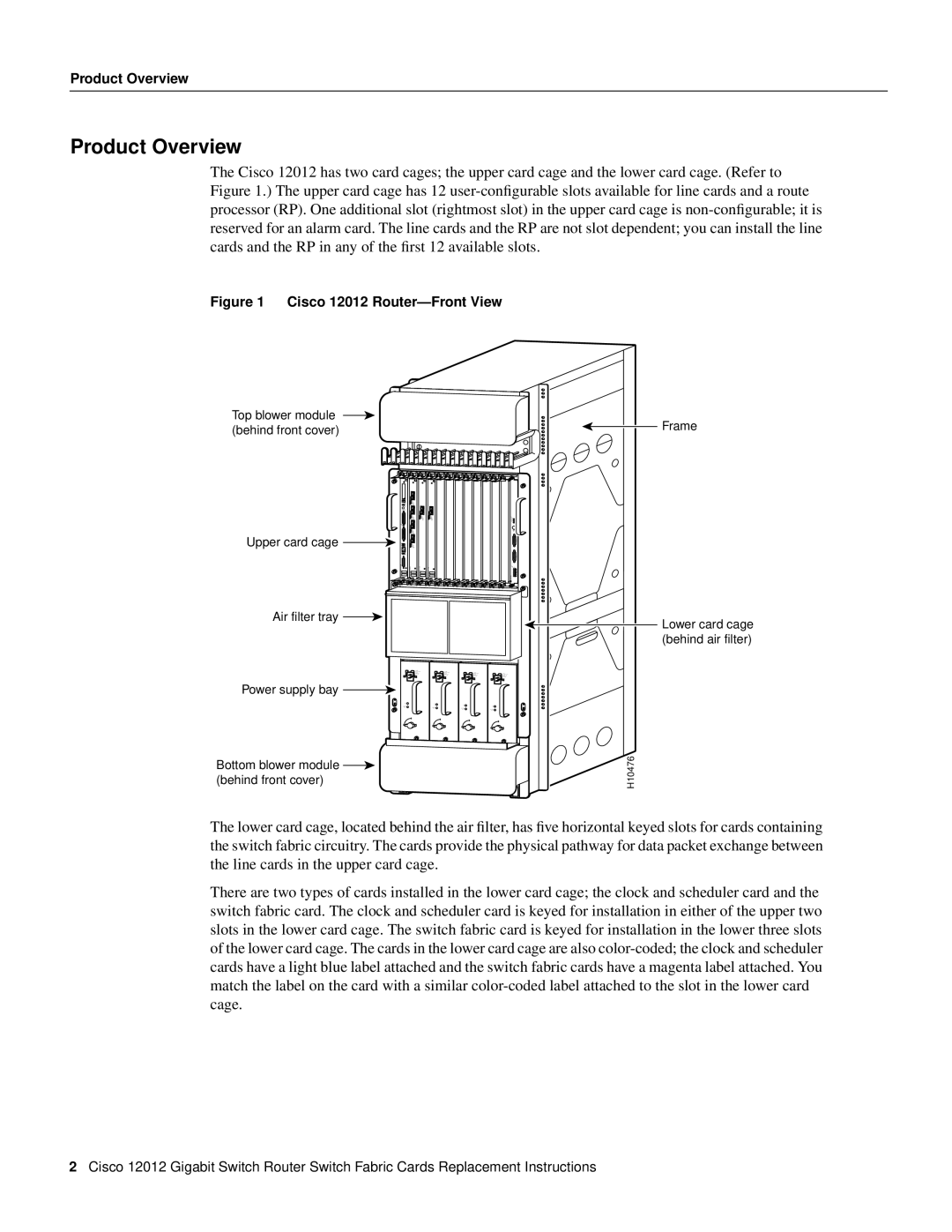 Cisco Systems GSR12-CSC=, GSR12-SFC= manual Product Overview, Cisco 12012 Router-Front View 