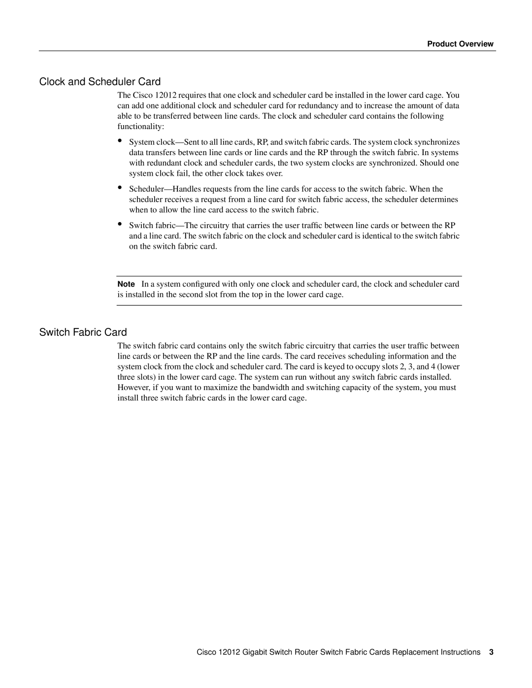 Cisco Systems GSR12-SFC=, GSR12-CSC= manual Clock and Scheduler Card, Switch Fabric Card 