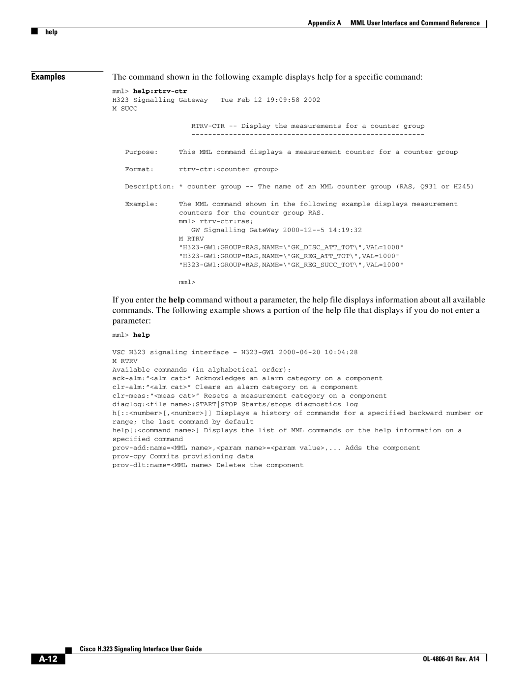 Cisco Systems H.323 manual Helprtrv-ctr, Rtrv-Ctr 