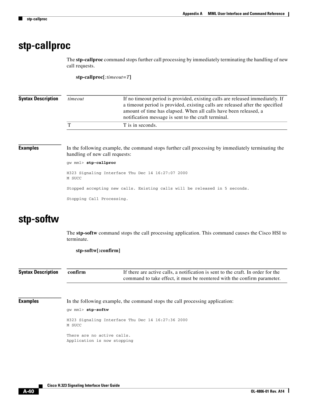 Cisco Systems H.323 manual Stp-callproctimeout=T 