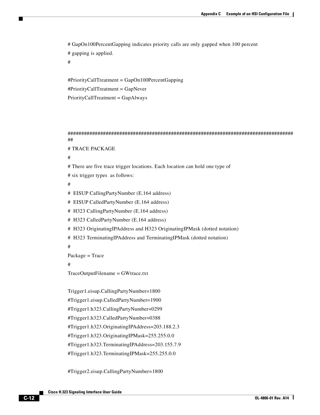 Cisco Systems H.323 manual # Trace Package 