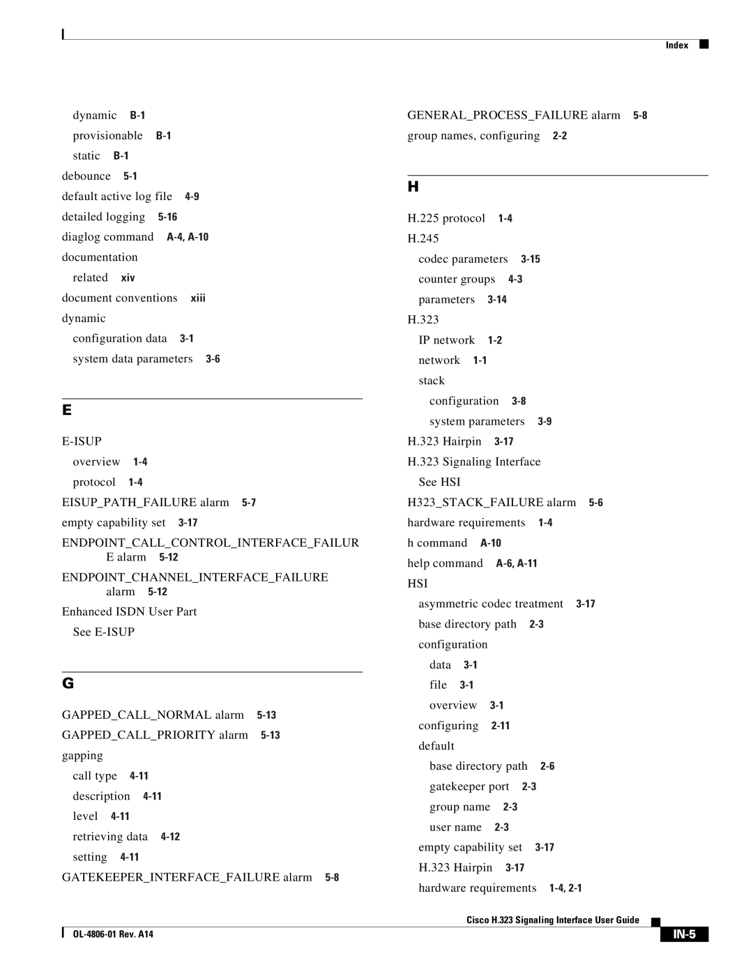 Cisco Systems H.323 manual Isup, Endpointcallcontrolinterfacefailur, Endpointchannelinterfacefailure, Hsi 