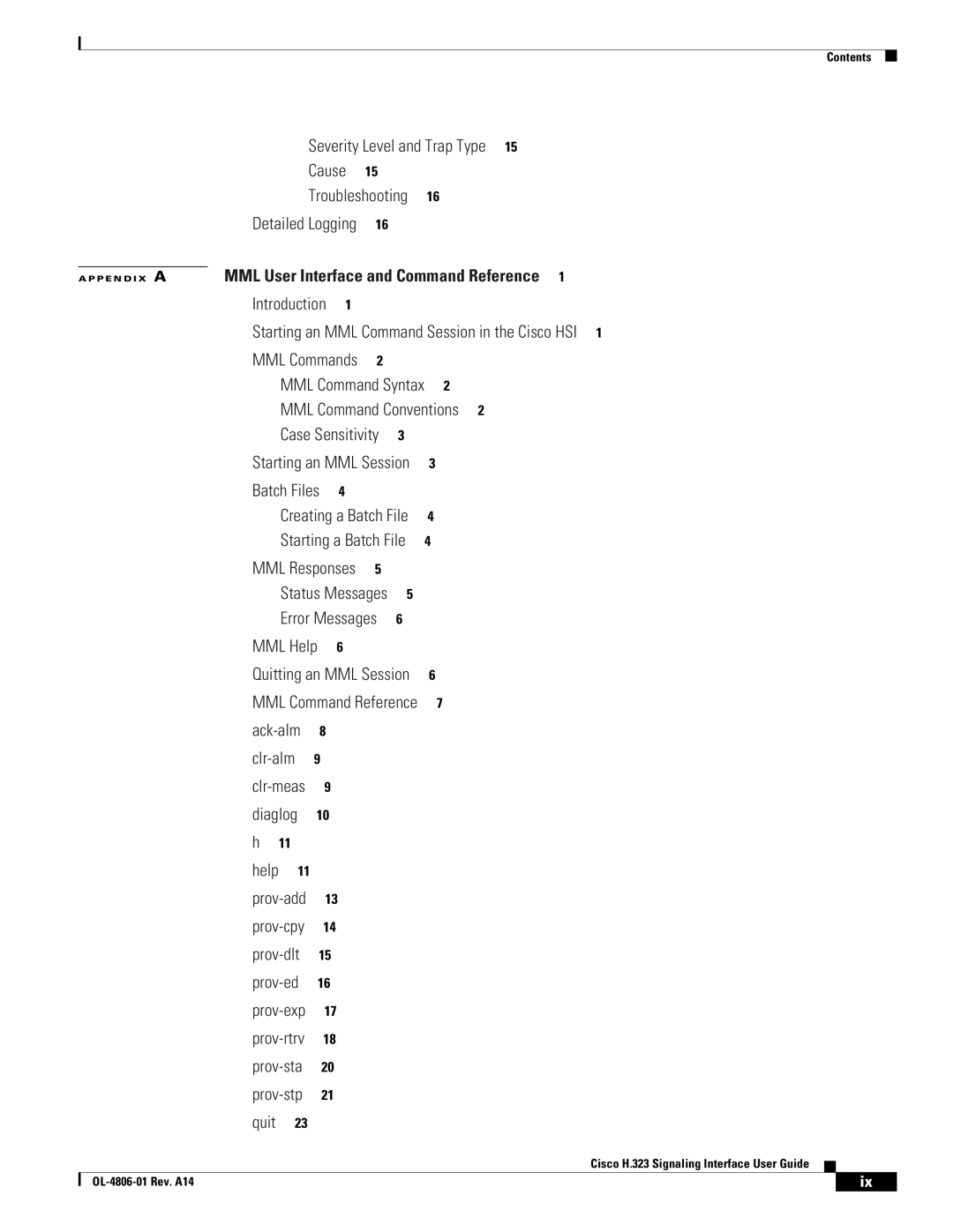 Cisco Systems H.323 manual MML Help 