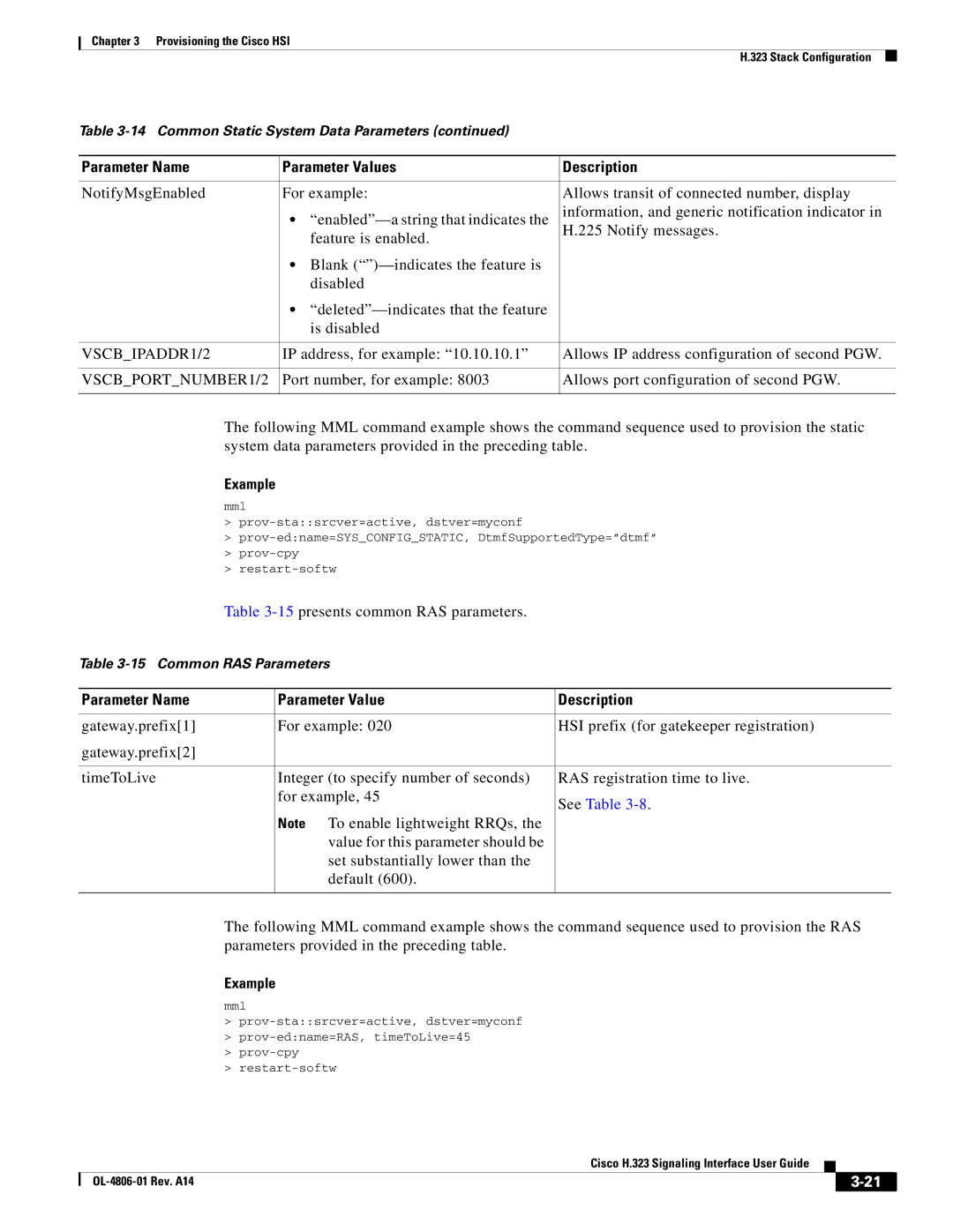 Cisco Systems H.323 appendix VSCBIPADDR1/2, VSCBPORTNUMBER1/2 