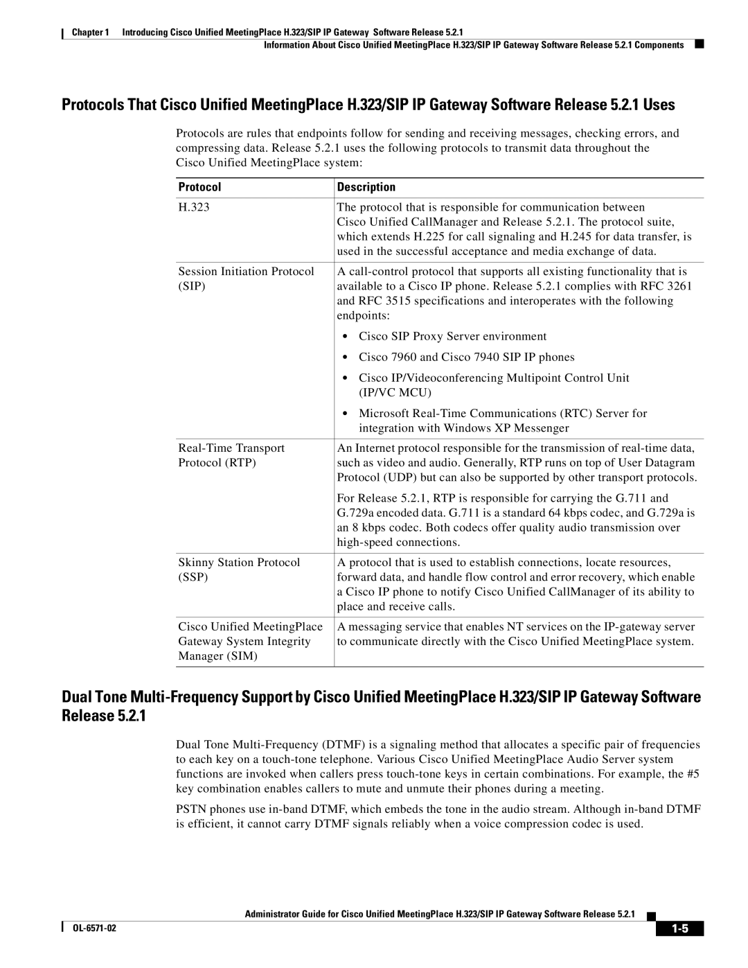 Cisco Systems H.323/SIP manual Protocol Description, Sip 