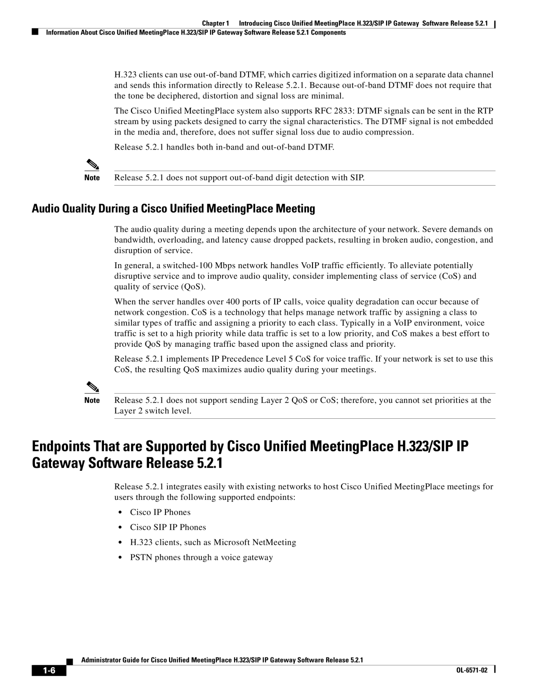 Cisco Systems H.323/SIP manual Audio Quality During a Cisco Unified MeetingPlace Meeting 