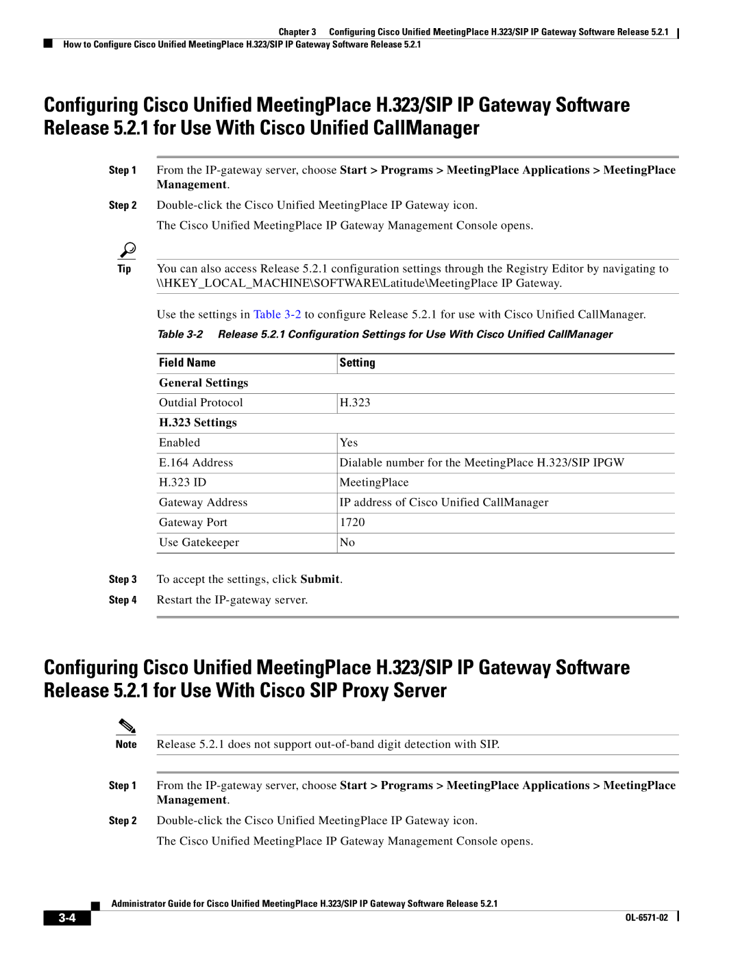 Cisco Systems H.323/SIP manual Field Name Setting 