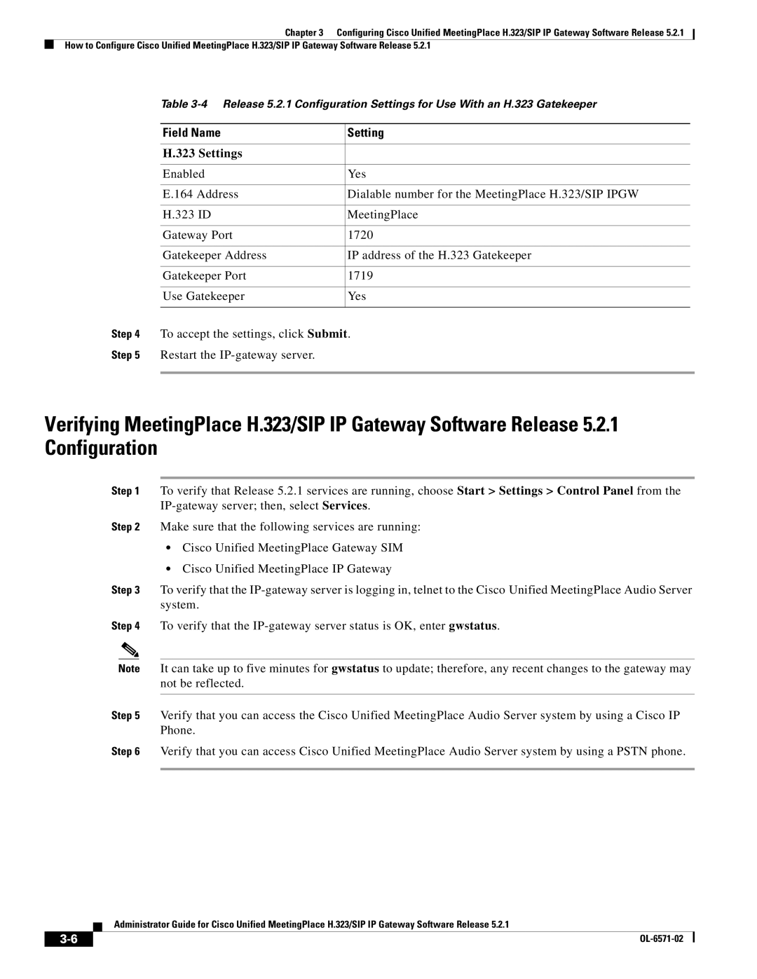 Cisco Systems H.323/SIP manual Field Name Setting 