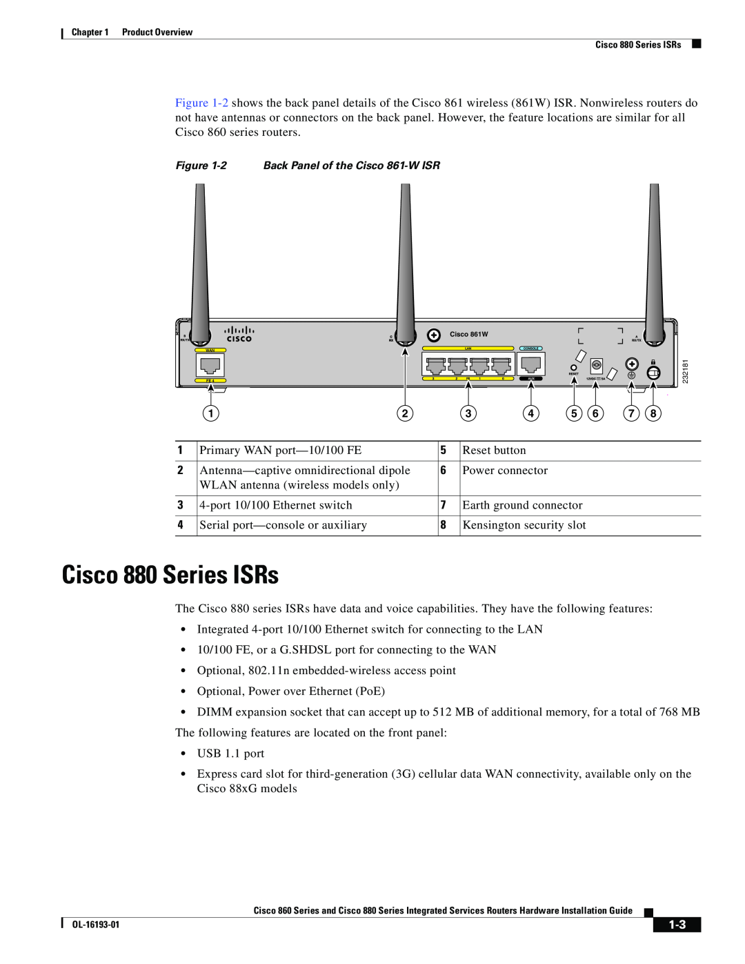 Cisco Systems C892FSPK9, HIG880, 861WGNPK9RF, 860 manual Cisco 880 Series ISRs 