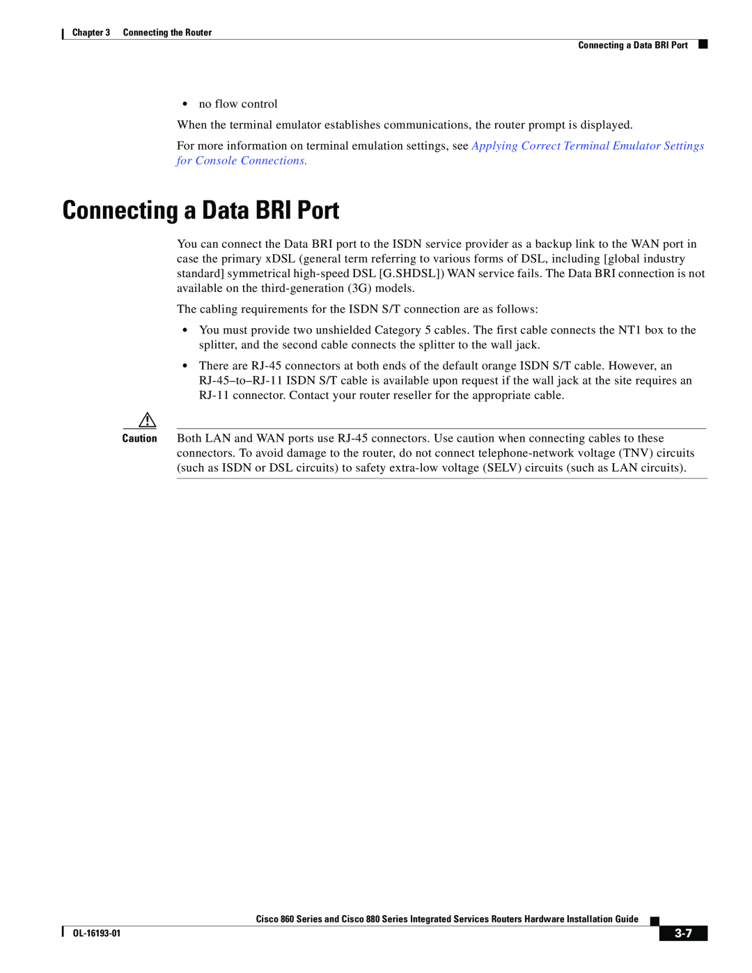 Cisco Systems HIG880, C892FSPK9, 861WGNPK9RF, 860 manual Connecting a Data BRI Port 