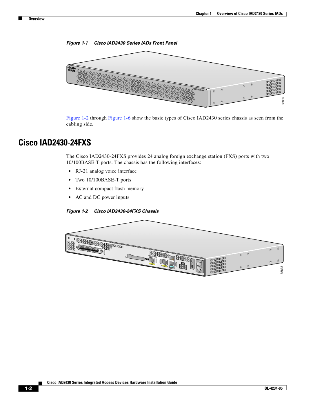 Cisco Systems specifications Cisco IAD2430-24FXS, Cisco IAD2430 Series IADs Front Panel 