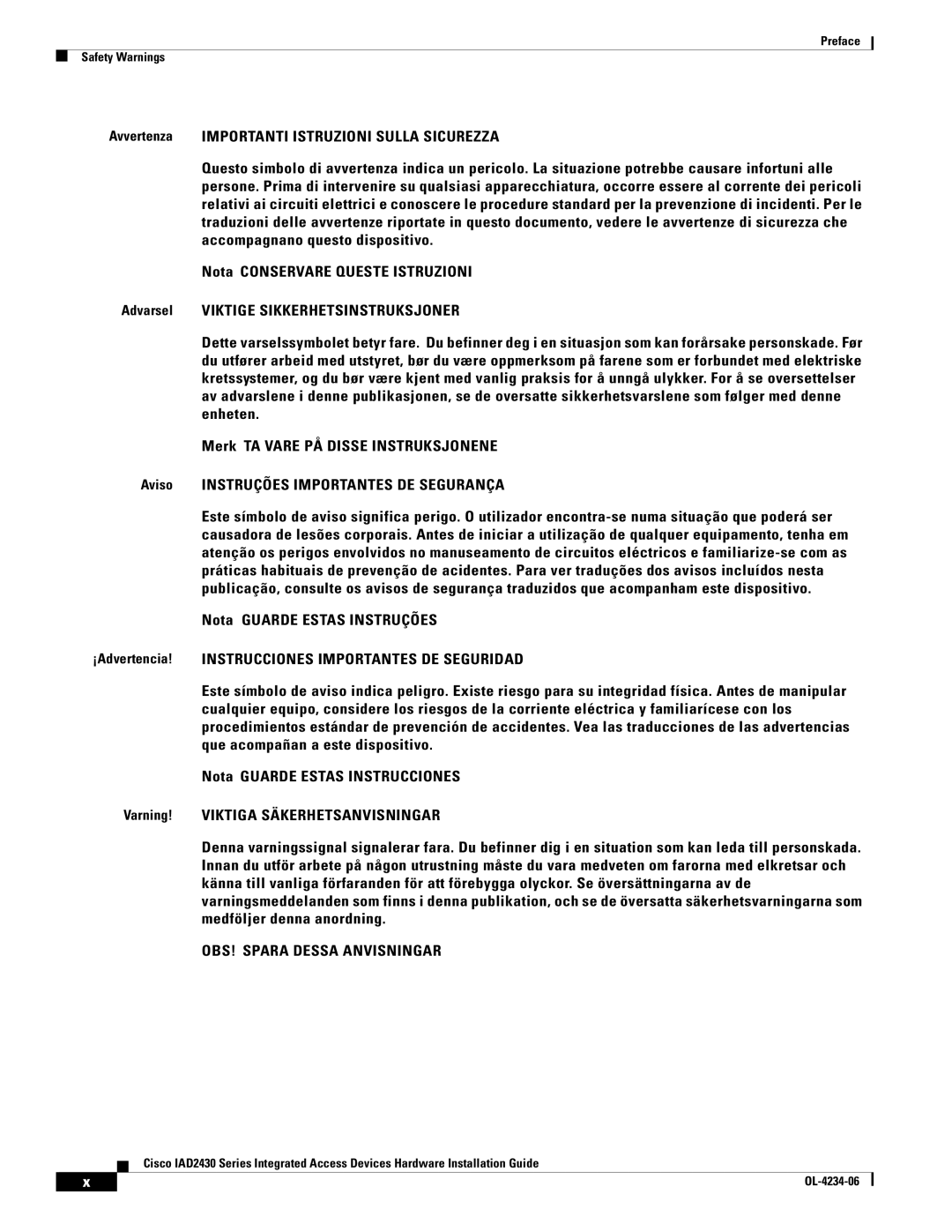 Cisco Systems IAD2430 manual OBS! Spara Dessa Anvisningar 