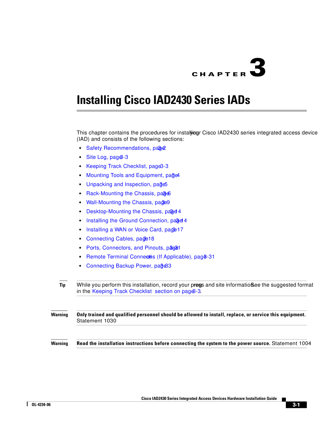 Cisco Systems manual Installing Cisco IAD2430 Series IADs 