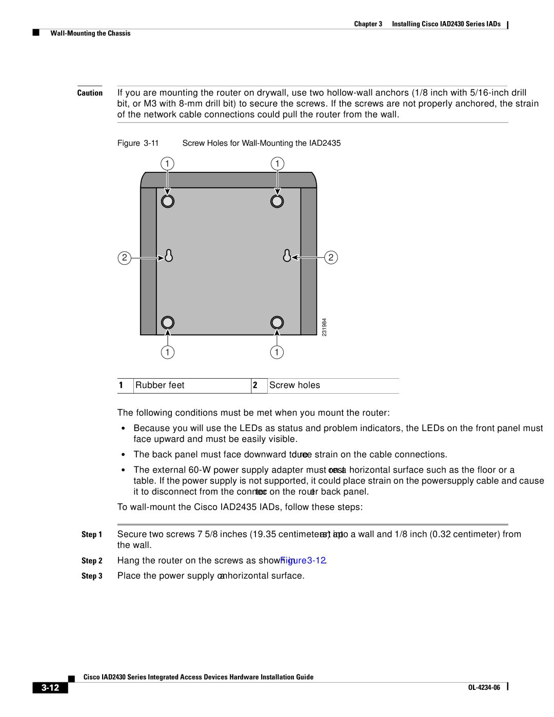 Cisco Systems IAD2430 manual Rubber feet 