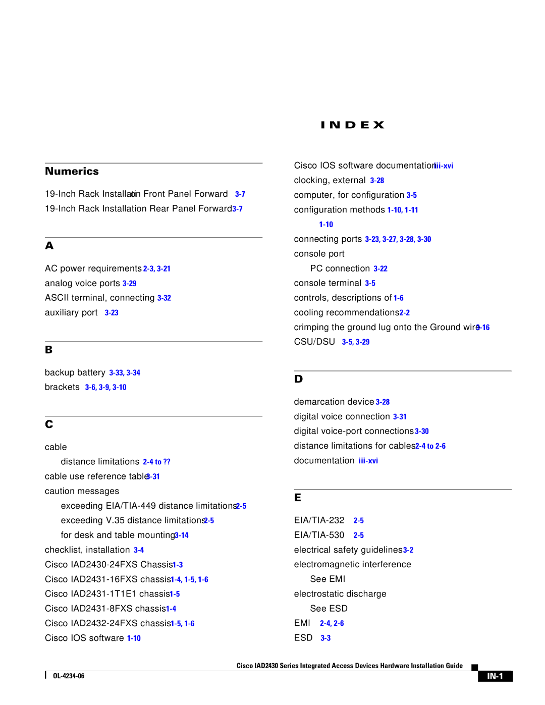 Cisco Systems IAD2430 manual Numerics 